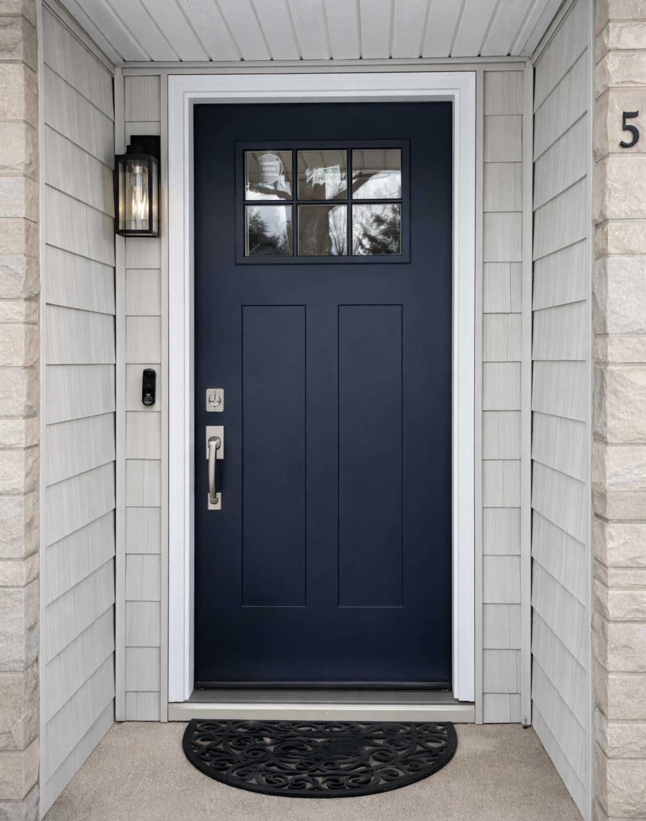Craftline Exterior Work - Elegant Navy Blue Entry Door
